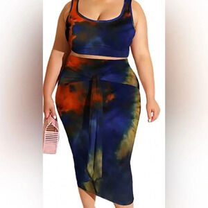 Lexiart Stretchy 2 Piece Dresses Bodycon
Tanks Crop Top Bandage Midi Ski…